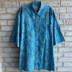 Johari West 100% Cotton Short Sleeve Button Up Hawaiian Shirt Men's Size 2XLT